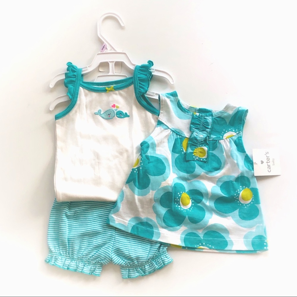 NWT Carter’s 3 Aqua whale piece set